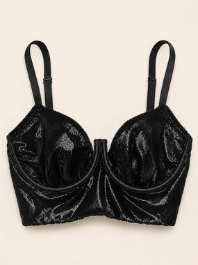 Victoria’s Secret Very Sexy Shimmer Balconet Bustier Bra 32D NWT Black